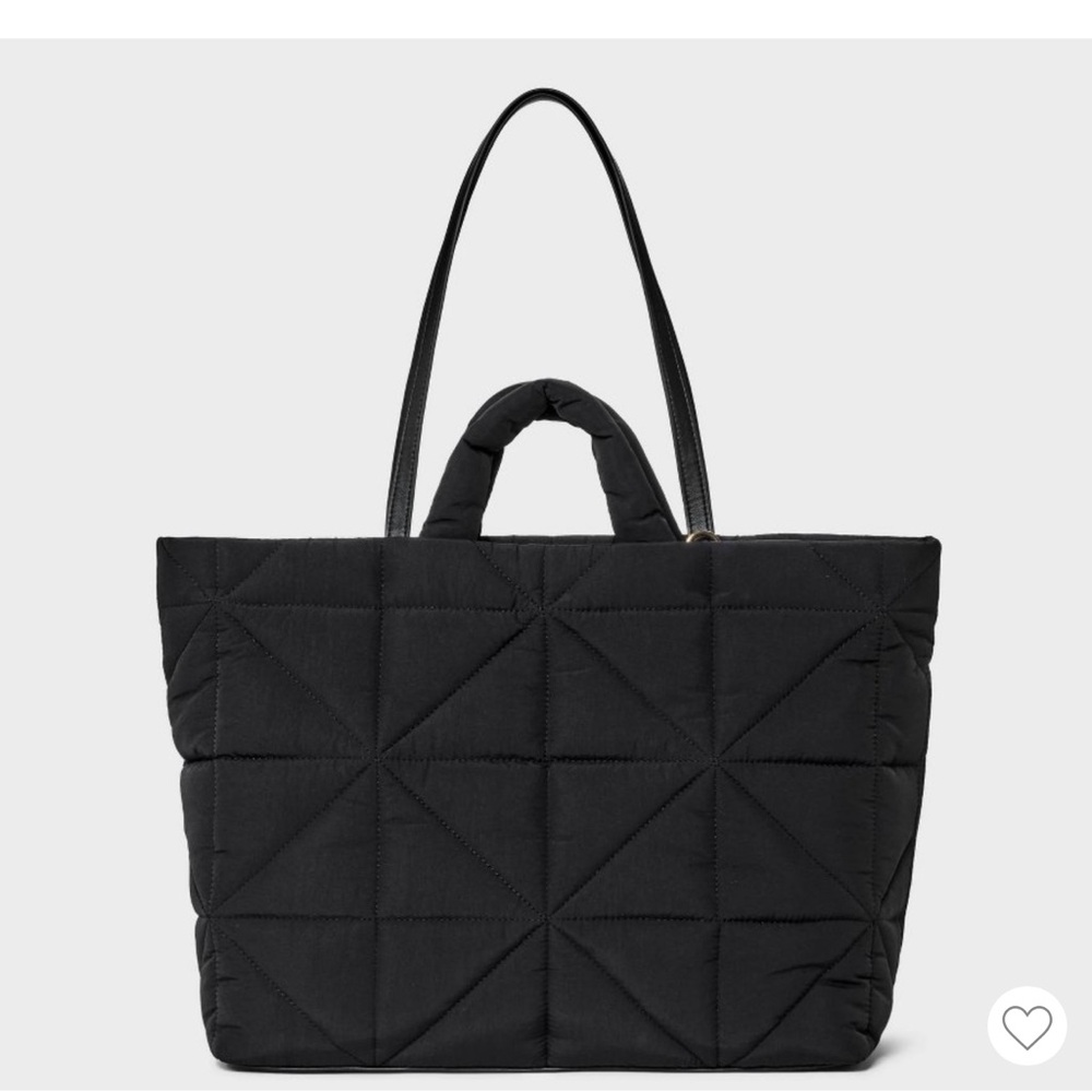 NWT Black Quilted Tote Bag